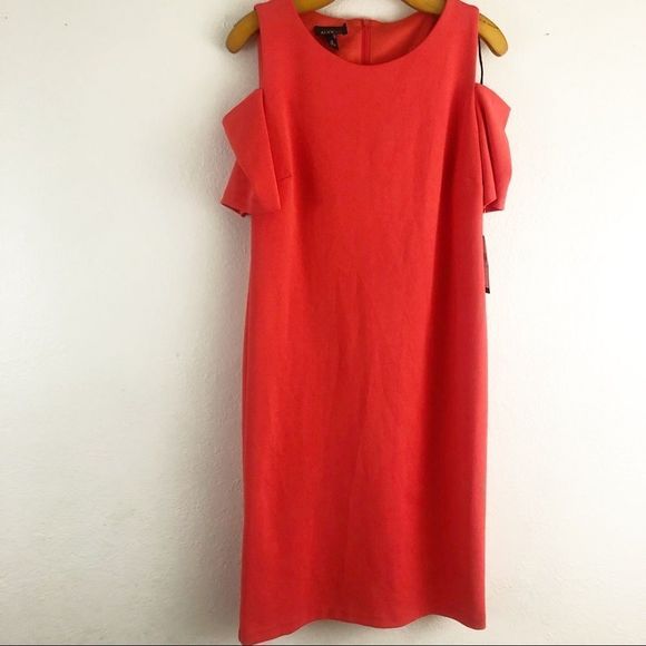 Alyx Cut off shoulder Orange dress size 12. New with tags - Picture 1 of 5